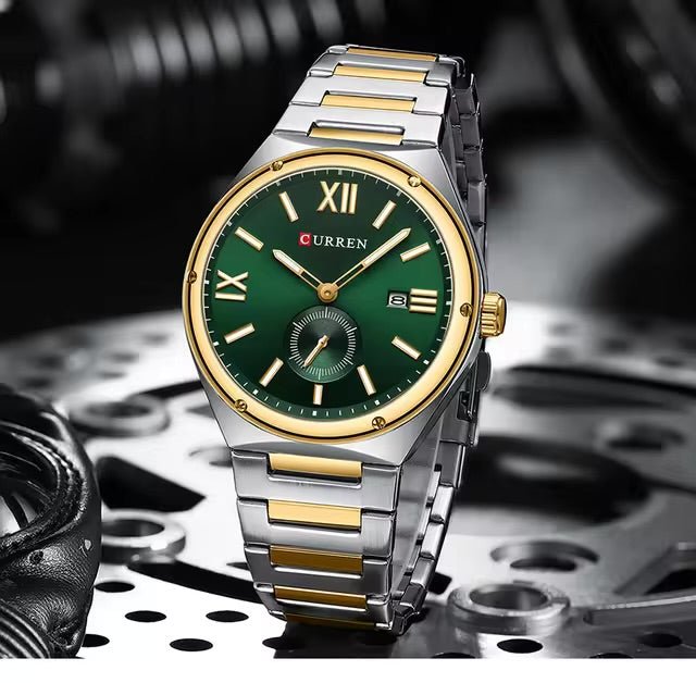 Curren M-8471 White Dial Two-Tone Silver Gold Stainless Steel Chain Men's Watch