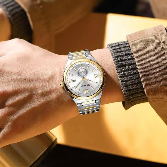 Curren M-8471 White Dial Two-Tone Silver Gold Stainless Steel Chain Men's Watch