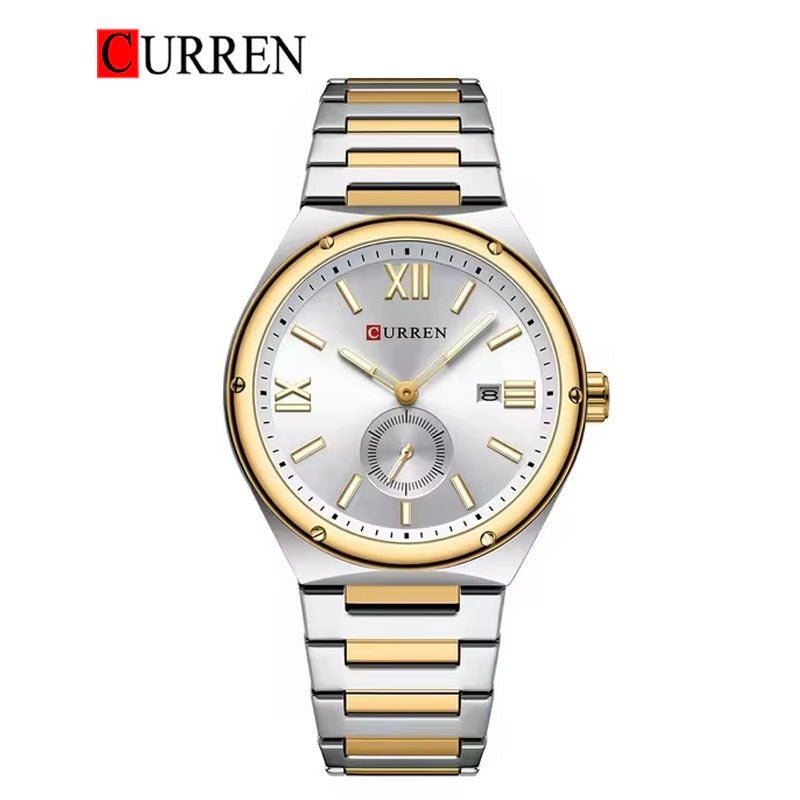 Curren M-8471 White Dial Two-Tone Silver Gold Stainless Steel Chain Men's Watch