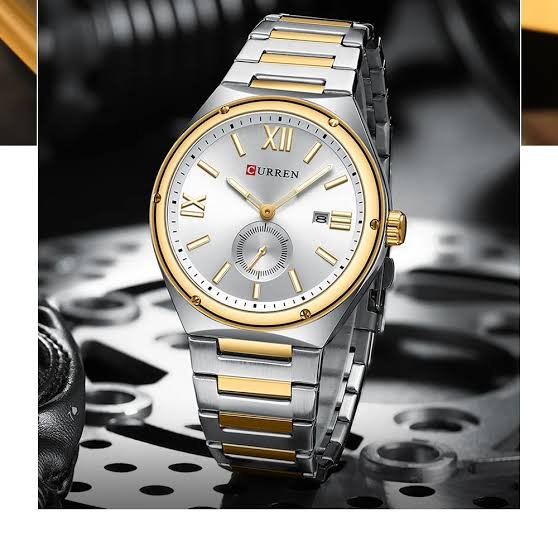 Curren M-8471 White Dial Two-Tone Silver Gold Stainless Steel Chain Men's Watch