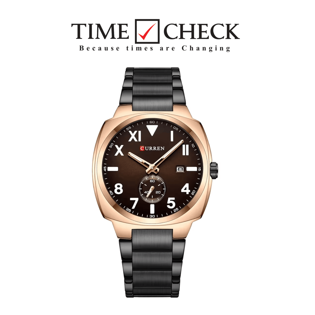 M:8472 curren Black Dial Rg Body Black Stainless Steel Chain Analog Quartz Men's Watch with brand{box&bag} - Timecheck