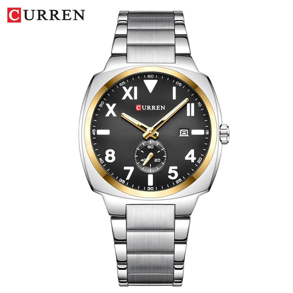 M:8472 Curren Gray Dial Silver Stainless Steel Chain Analog Quartz Men's Watch with brand{box&bag} - Timecheck