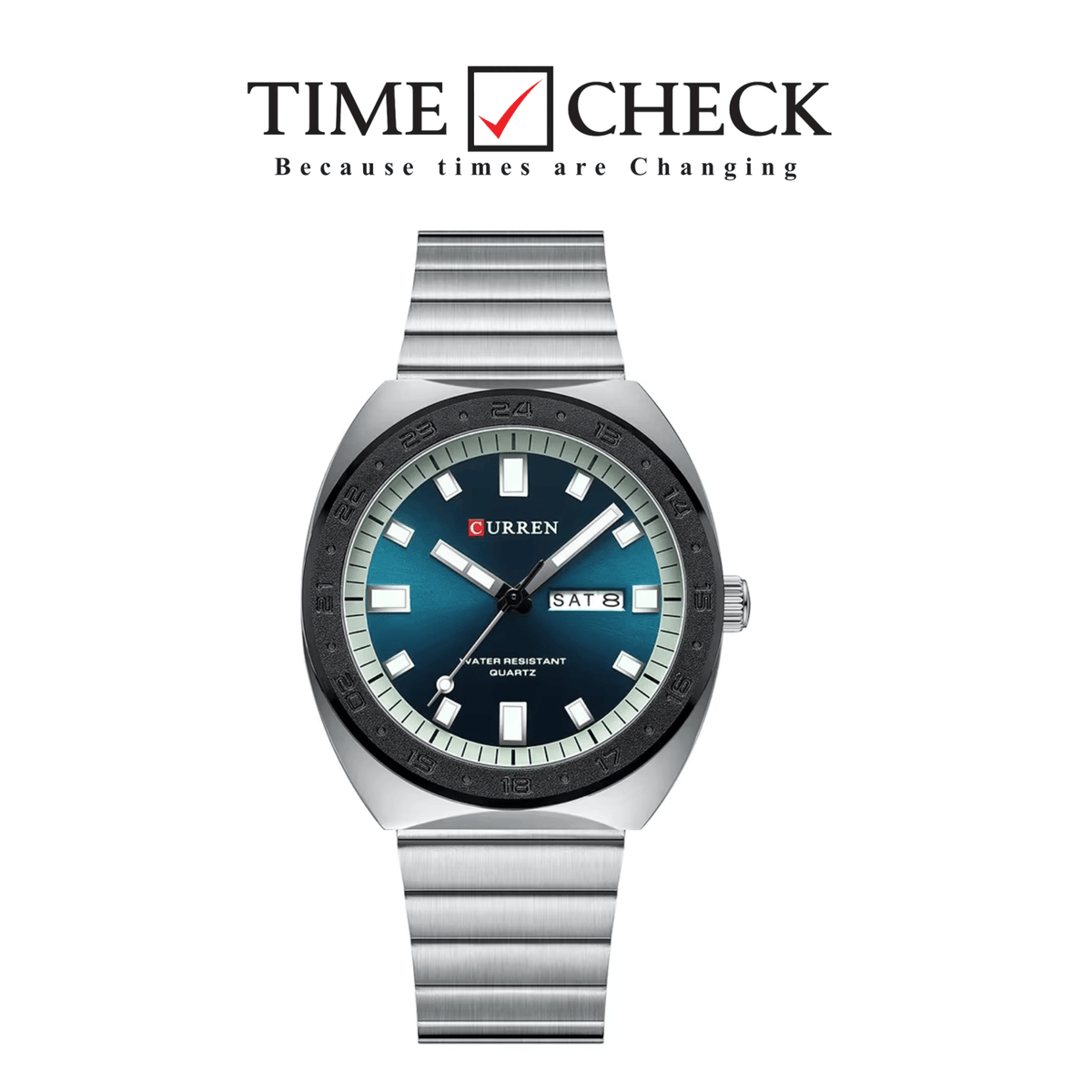 M:8473 CURREN BLUISH DIAL SILVER STAINLESS STEEL CHAIN WRIST WATCH FOR MAN WITH BRAND BOX & BAG - Timecheck