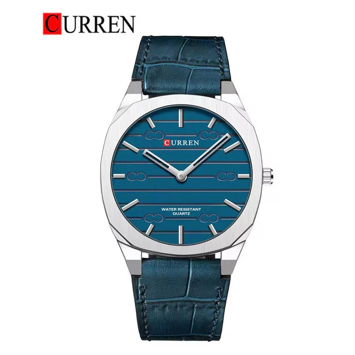 M:8480 Curren Blue Dial Blue Leather Strap Classic Analog Quartz Men's Watch. - Timecheck