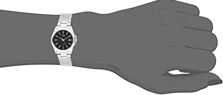 MTP-1183A-1ADF Casio Black Dial Silver Stainless Steel Analog Quartz Men's Watch. - Timecheck