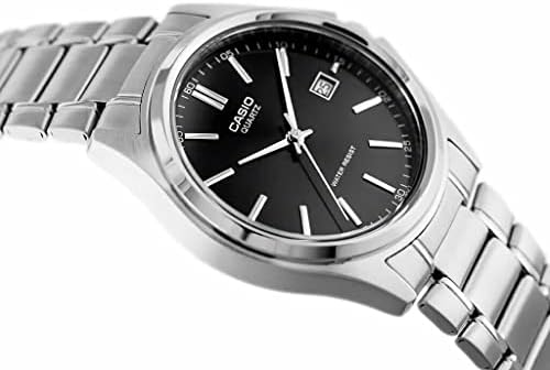 MTP-1183A-1ADF Casio Black Dial Silver Stainless Steel Analog Quartz Men's Watch. - Timecheck