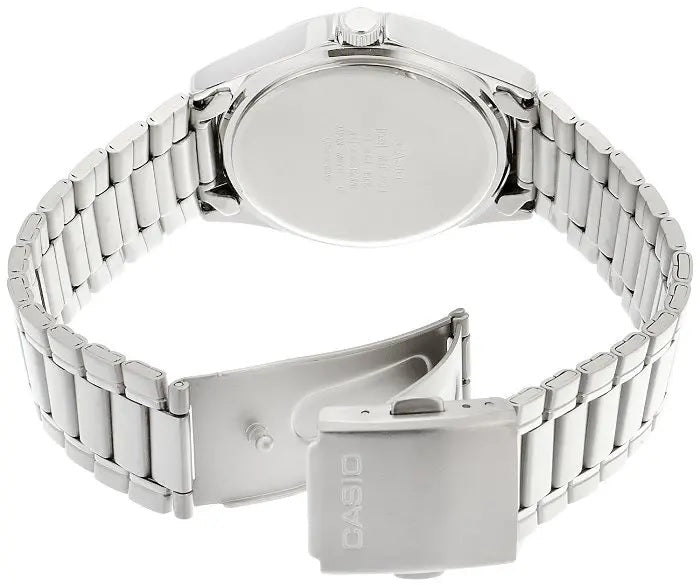 MTP-1239d-1ADF Casio Black Dial Silver Stainless Steel Analog Quartz Men's Watch. - Timecheck