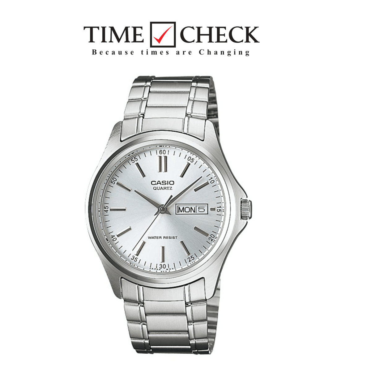 MTP-1239D-7ADF Casio Silver Dial Silver Stainless Steel Analog Quartz Men's Watch. - Timecheck