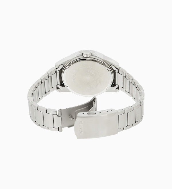 MTP-1290D-1A1VDF Black Dial Silver Stainless Steel Analog Quartz Men's Watch. - Timecheck