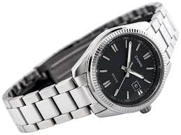 MTP-1302D-1A1VDF Casio Black Dial Stainless Steel Analog Quartz Men's Watch. - Timecheck