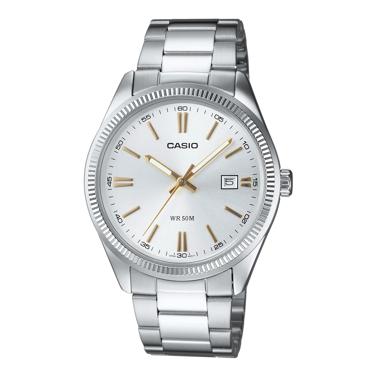 MTP-1302D-7A2VDF Casio White Dial Stainless Steel Analog Quartz Men's Watch. - Timecheck