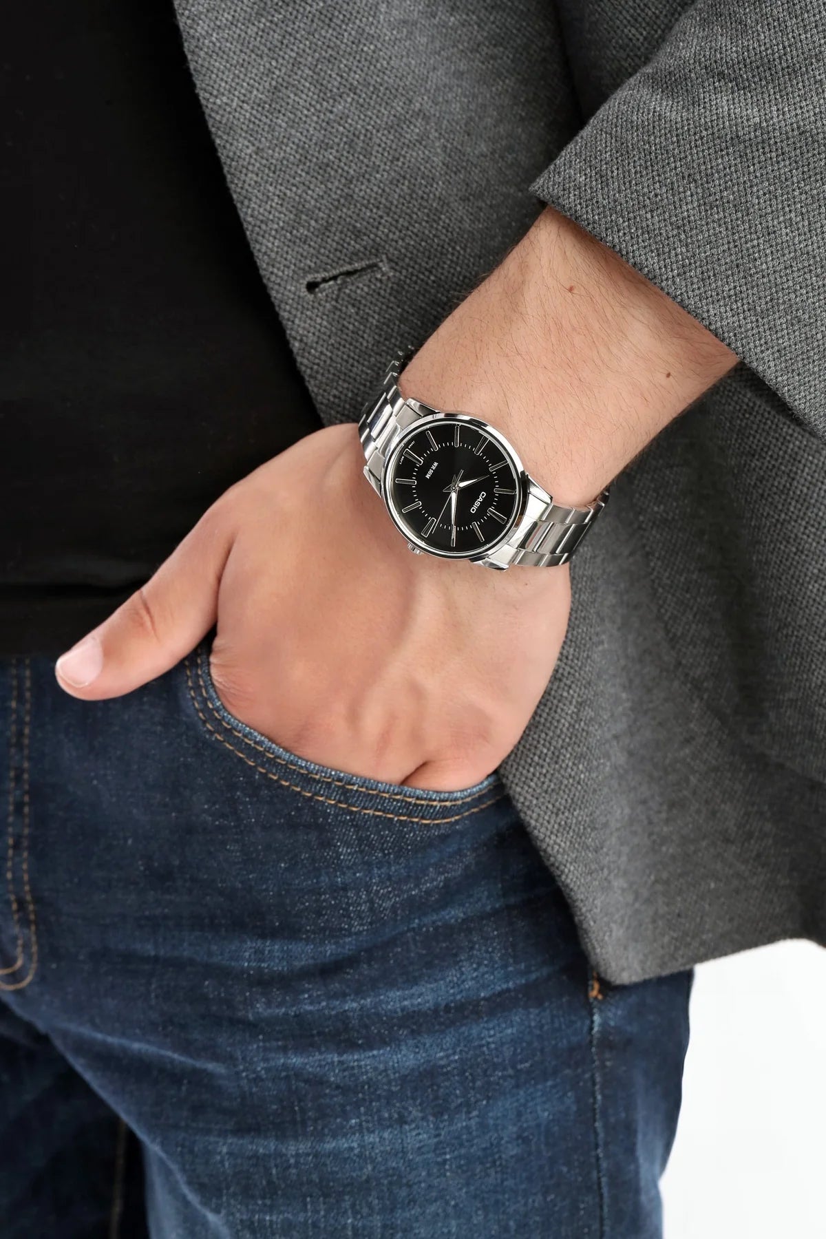 MTP-1303D-1AVDF Casio Analog Stainless Steel Quartz Men's Watch. - Timecheck