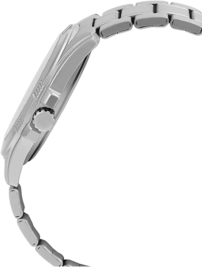 Casio MTP-1308D-1A2VDF Black Dial Gold Accents Grooved Bezel Stainless Steel Band Men's Watch