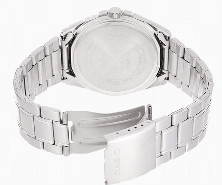 MTP-1308D-1AVDF Casio Black Dial Silver Stainless Steel Analog Quartz Men's Watch. - Timecheck