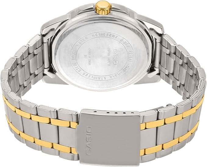 MTP-1314SG-1AVDF Casio Black Dial Stainless Steel Analog Quartz Men's Watch. - Timecheck