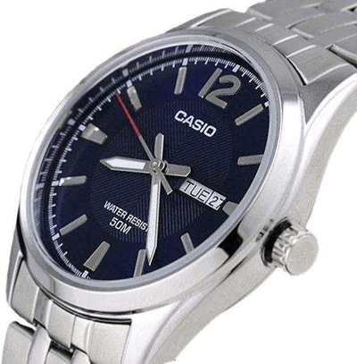 MTP-1335D-2AVDF Casio Blue Dial Silver Stainless Steel Quartz Analog Men's Watch. - Timecheck