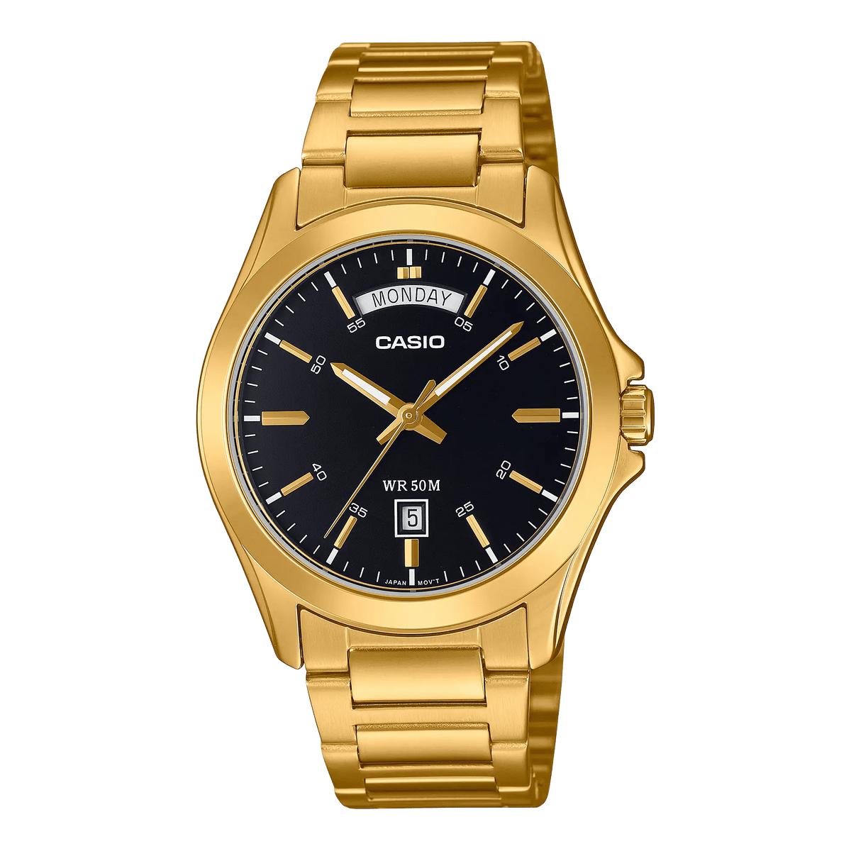MTP-1370G-1AVDF Black Dial Stainless Steel Analog Quartz Men's Watch. - Timecheck