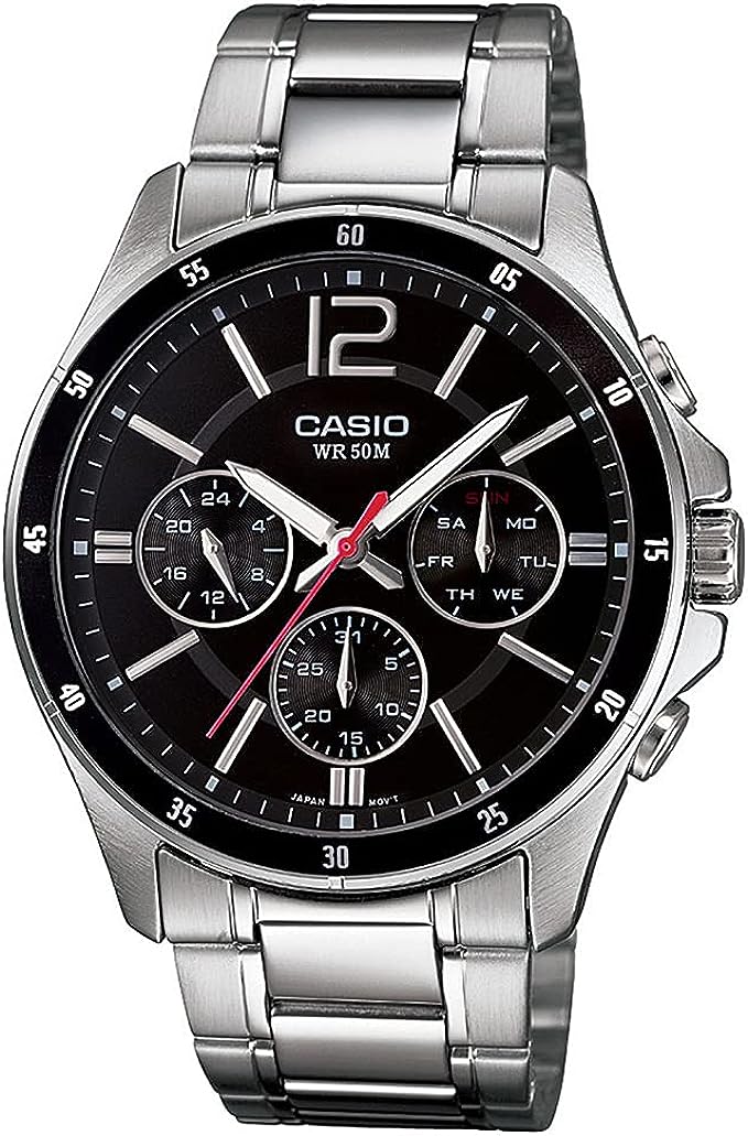 MTP-1374D-1AVDF Casio with Stainless Steel Strap Analog Quartz Men's Watch. - Timecheck