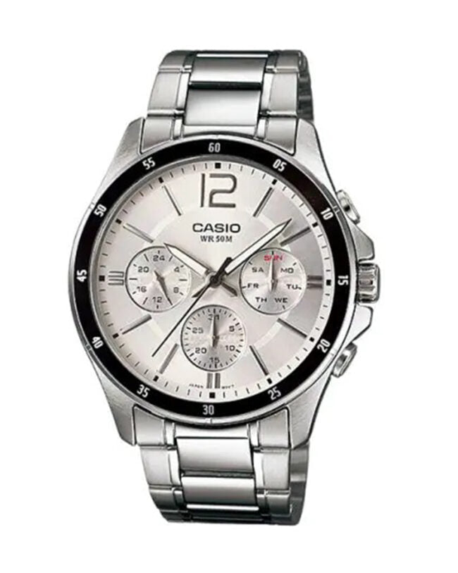 MTP-1374D-7AVDF Casio Stainless Steel Multi Function Analog Quartz Men's Watch. - Timecheck
