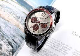 MTP-1374l-7A1VDF Casio Silver Dial Leather Strap Analog Quartz Men's Watch. - Timecheck