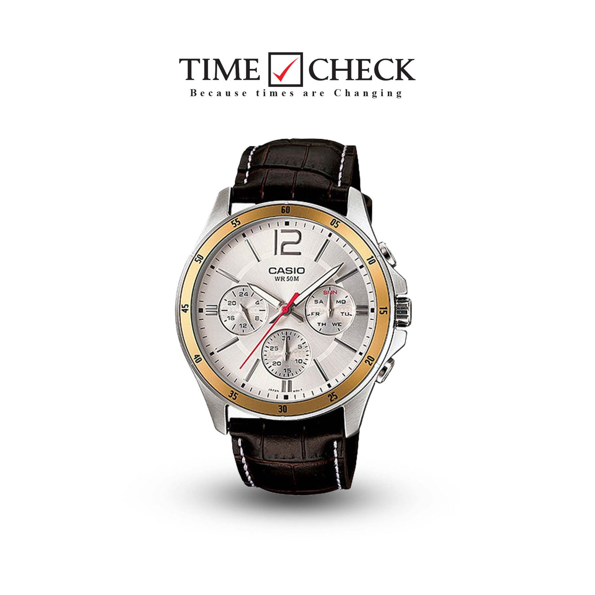 MTP-1374L-7AVDF Casio Quartz Multi Function White Dial Men’s Watch. - Timecheck