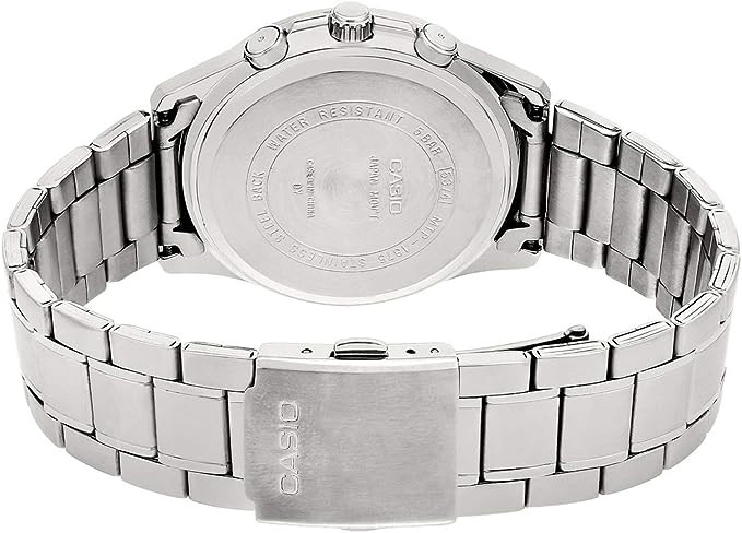 MTP-1375D-1AVDF Casio Black Dial 3 Dial Display Stainless Steel Analog Men's Watch. - Timecheck