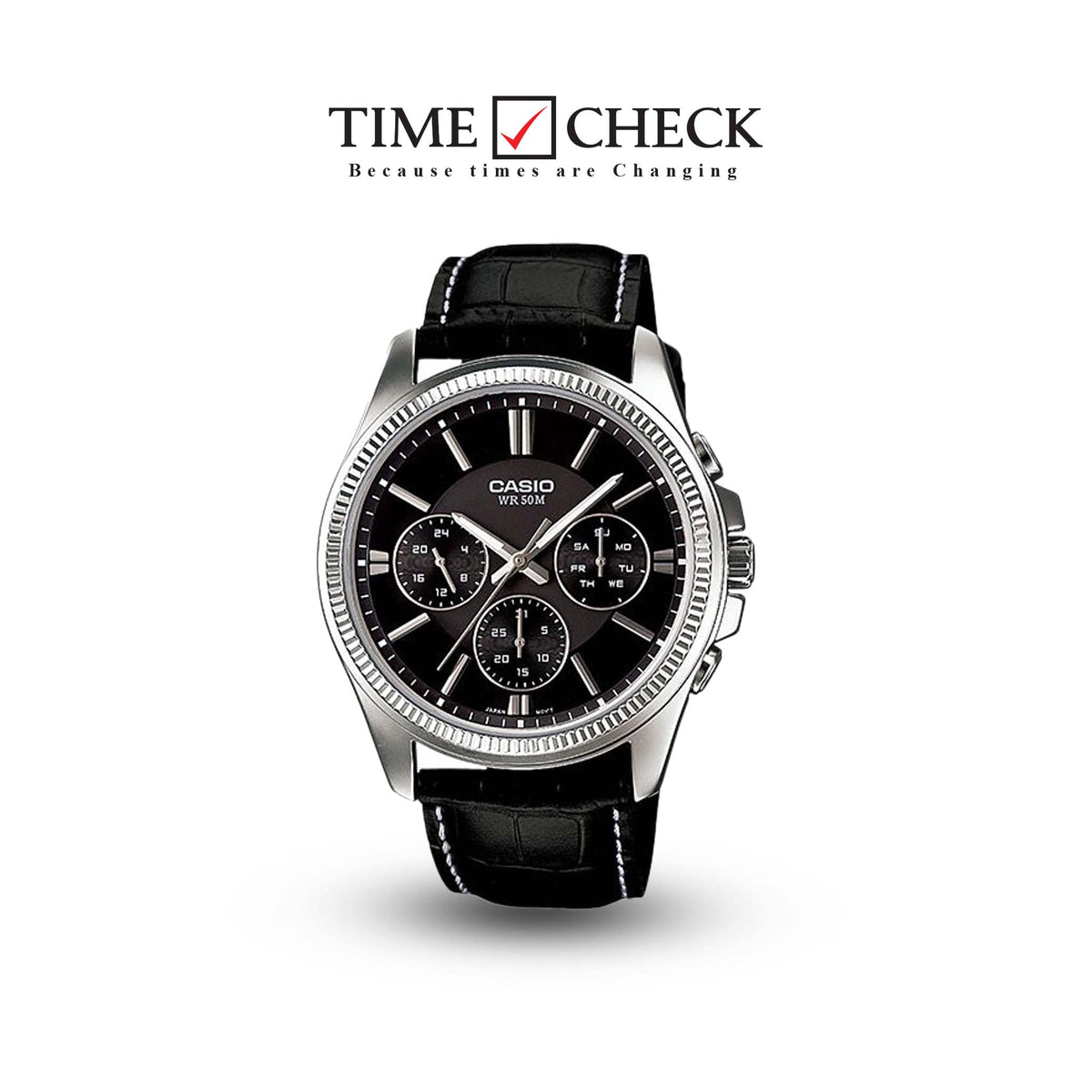 MTP-1375L-1AVDF Casio BLACK Dial Quartz Multi Function Men's Watch. - Timecheck
