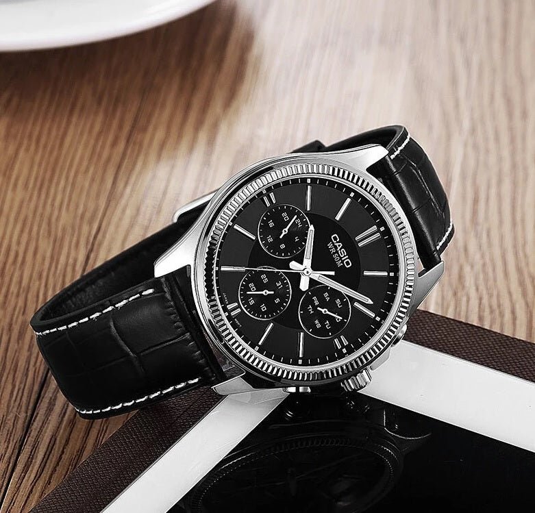 MTP-1375L-1AVDF Casio BLACK Dial Quartz Multi Function Men's Watch. - Timecheck