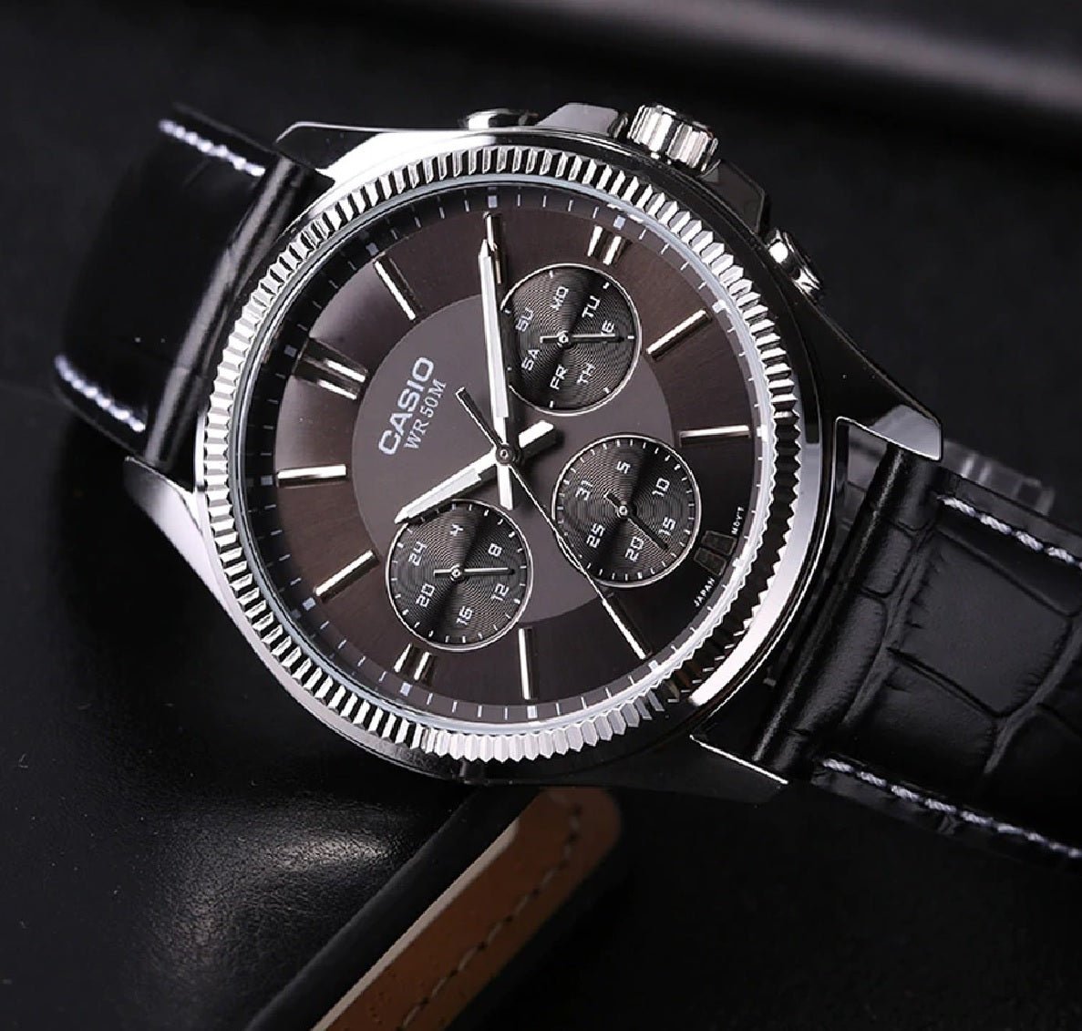 MTP-1375L-1AVDF Casio BLACK Dial Quartz Multi Function Men's Watch. - Timecheck
