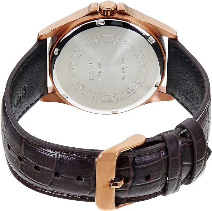 MTP-1376RL-7BVDF Casio White Dial Brown Leather Strap Analog Quartz Men's Watch. - Timecheck
