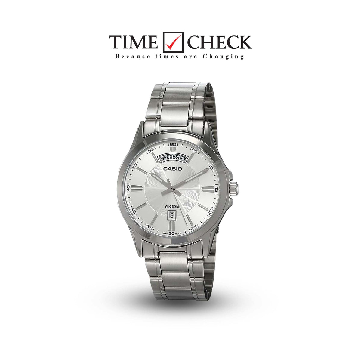 MTP-1381D-7AVDF Casio Classic Stainless Steel Men's Analog Quartz Watch. - Timecheck