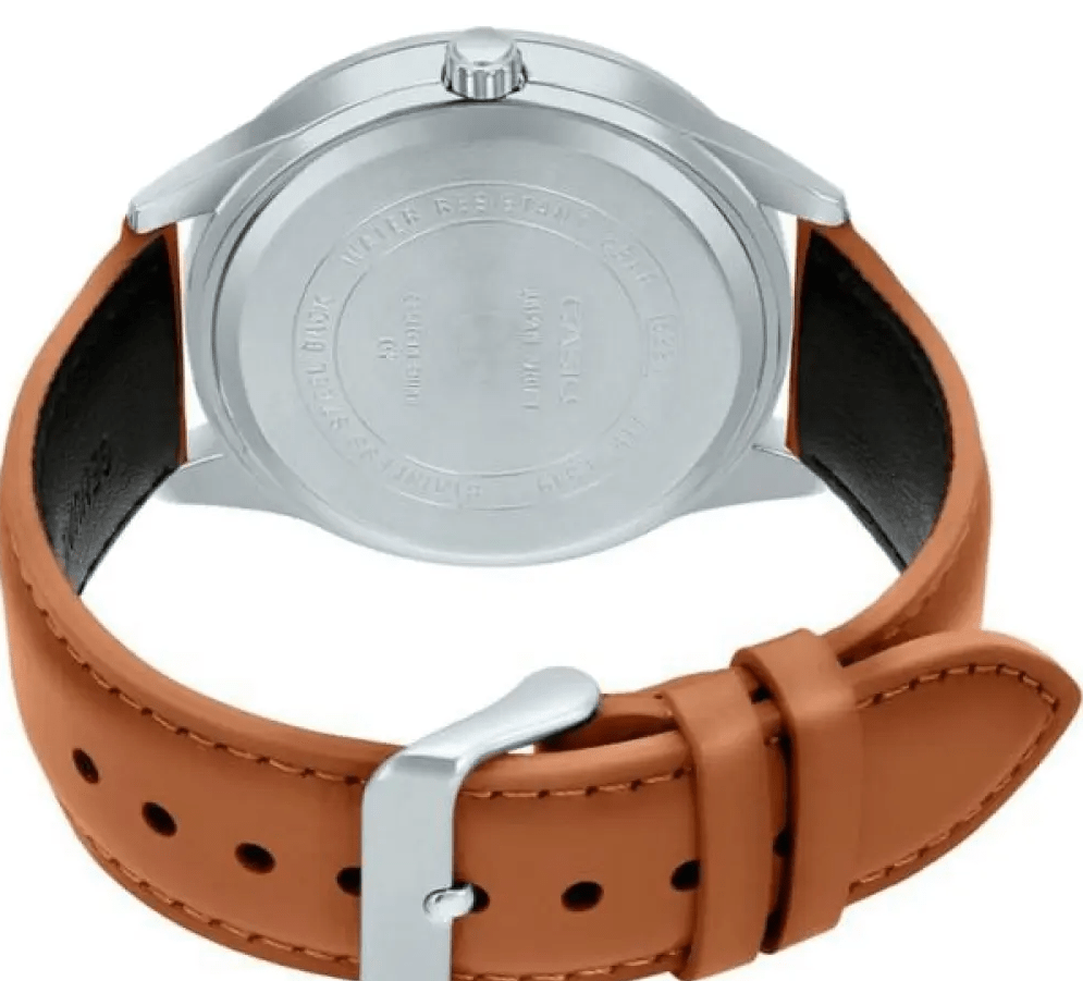 MTP-1381L-9AVDF Casio Gold Dial Brown Leather Strap Analog Quartz Men's Watch. - Timecheck