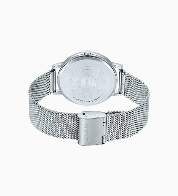 MTP-B105M-2AVDF Casio Analog Stainless Steel Band Silver & Blue Men's Watch. - Timecheck
