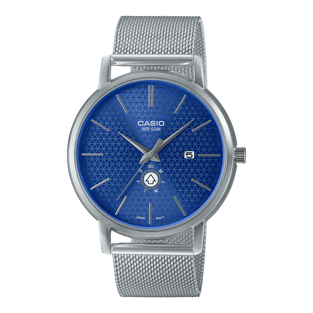 MTP-B125M-2AVDF Casio Blue Dial Silver Stainless Steel Chain Analog Men's Watch. - Timecheck