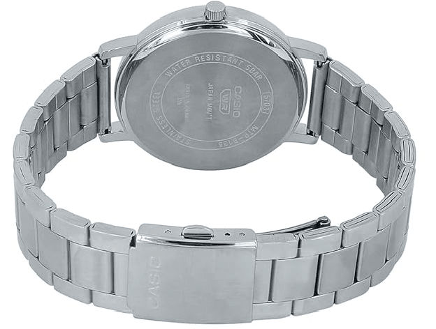 MTP-B135D-1AVDF Casio Black Dial Silver Stainless Steel Chain Quartz Men's Watch. - Timecheck