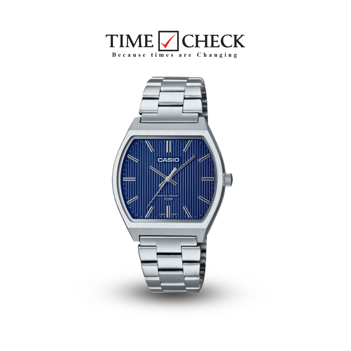MTP-B140D-2AVDF Casio Black Dial Silver Stainless Steel Chain Analog Men's Watch. - Timecheck
