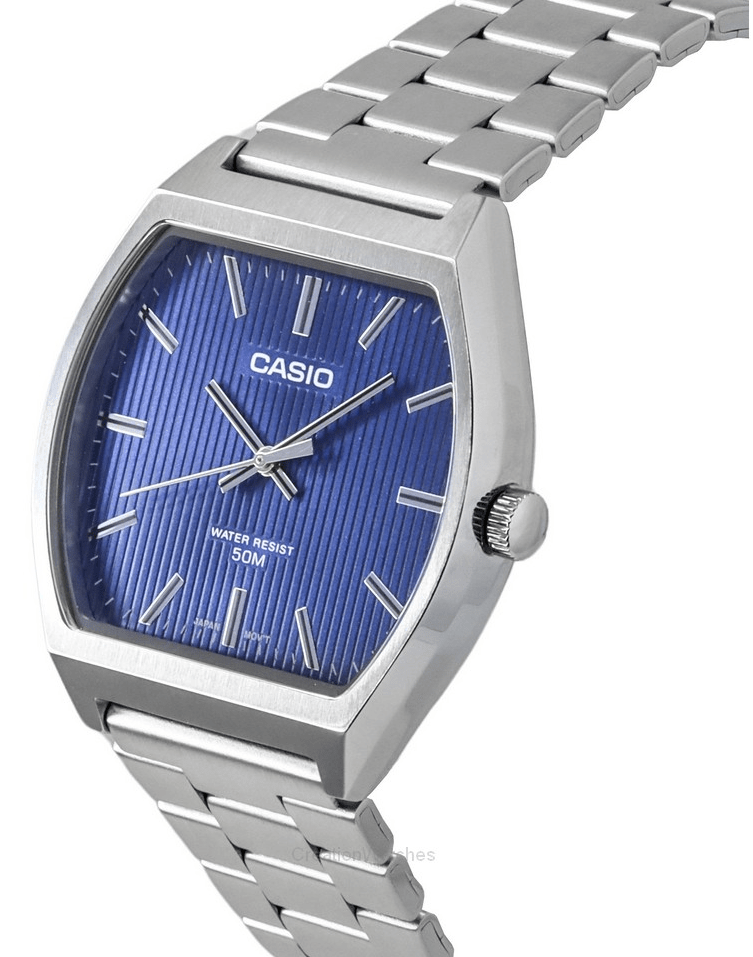 MTP-B140D-2AVDF Casio Black Dial Silver Stainless Steel Chain Analog Men's Watch. - Timecheck
