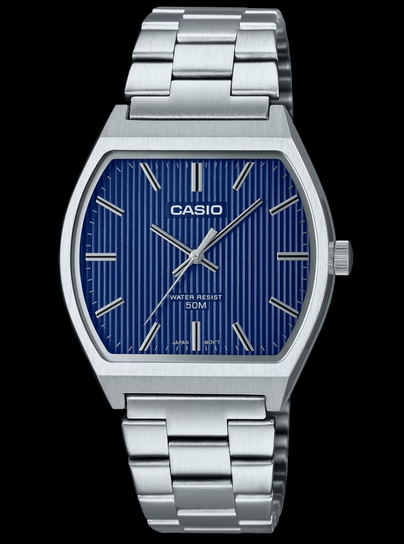 MTP-B140D-2AVDF Casio Black Dial Silver Stainless Steel Chain Analog Men's Watch. - Timecheck