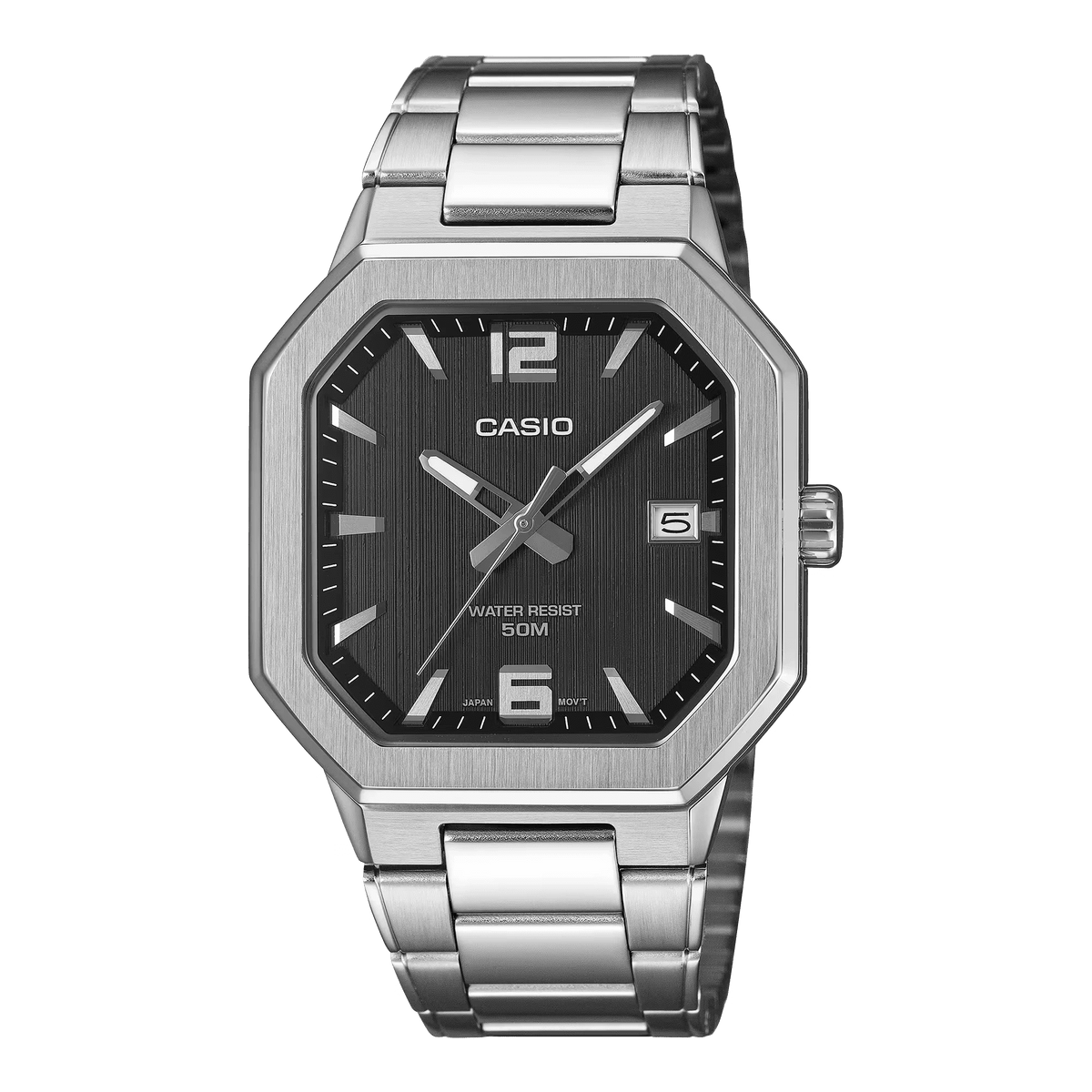 MTP-B195D-1AVDF Casio Black Dial Silver Stainless Steel Chain Analog Men's Watch. - Timecheck