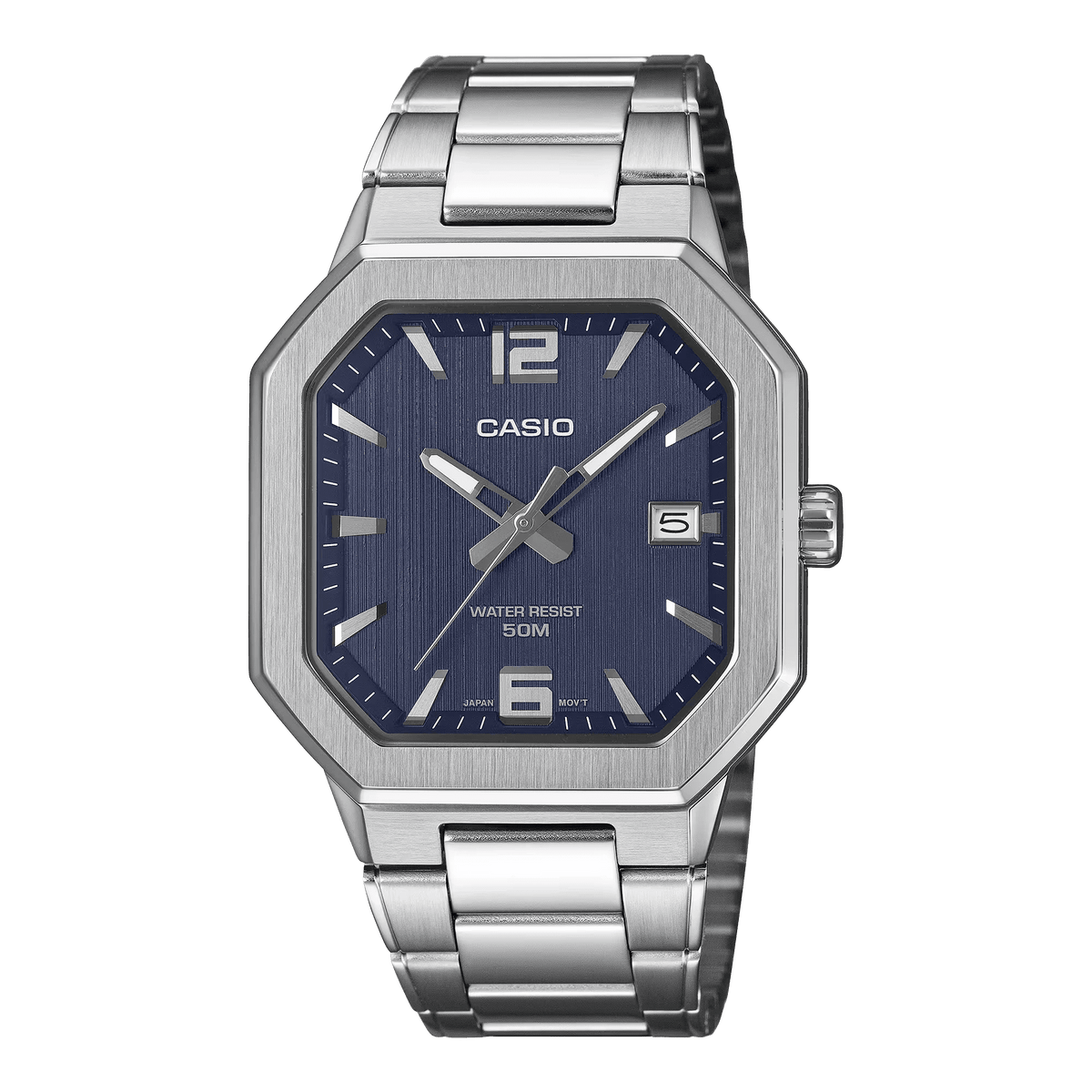 MTP-B195D-2AVDF Casio Blue Dial Silver Stainless Steel Chain Analog Men's Watch. - Timecheck
