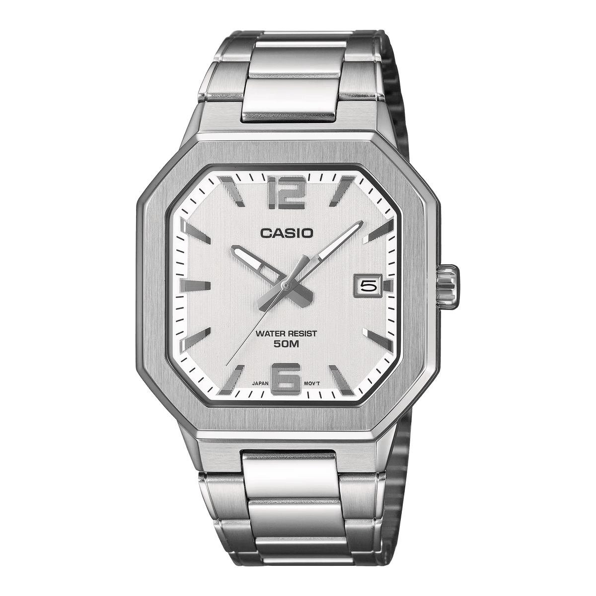 MTP-B195D-7AVDF Casio White Dial Silver Stainless Steel Chain Analog Men's Watch. - Timecheck