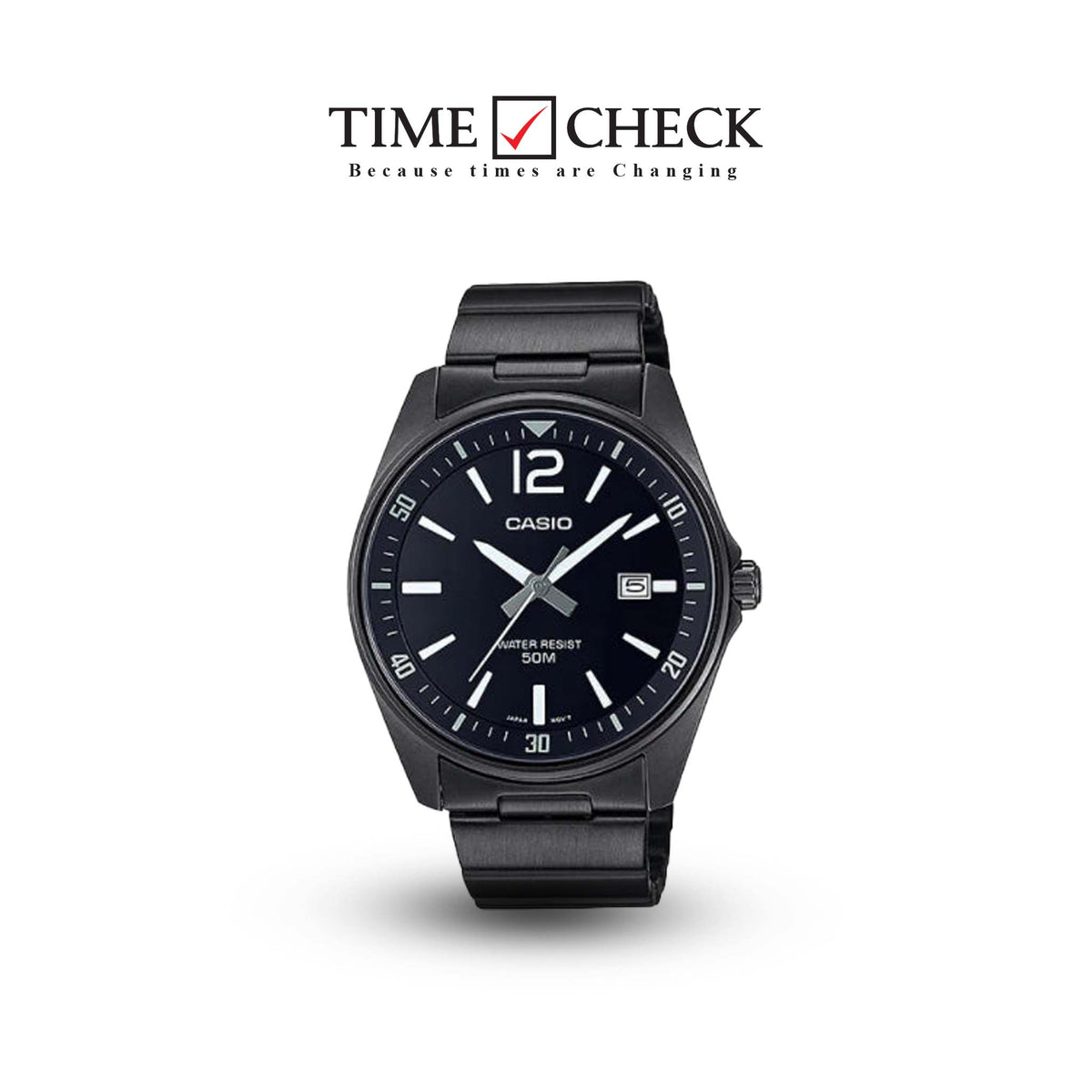 MTP-E170B-1BVDF Casio Black Dial Analog Quartz Men's Watch. - Timecheck
