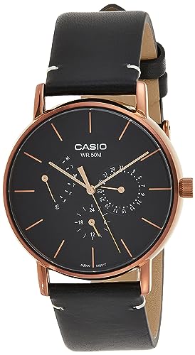 MTP-E320RL-1EVDF Casio Quartz Analog Multi Function Black Dial Men's Watch. - Timecheck