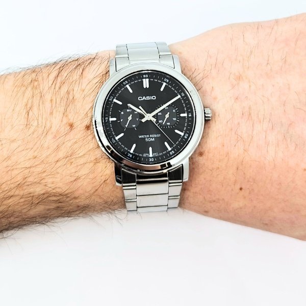 MTP-E335D-1EVDF Casio Analog Black Dial Quartz Men's Watch. - Timecheck