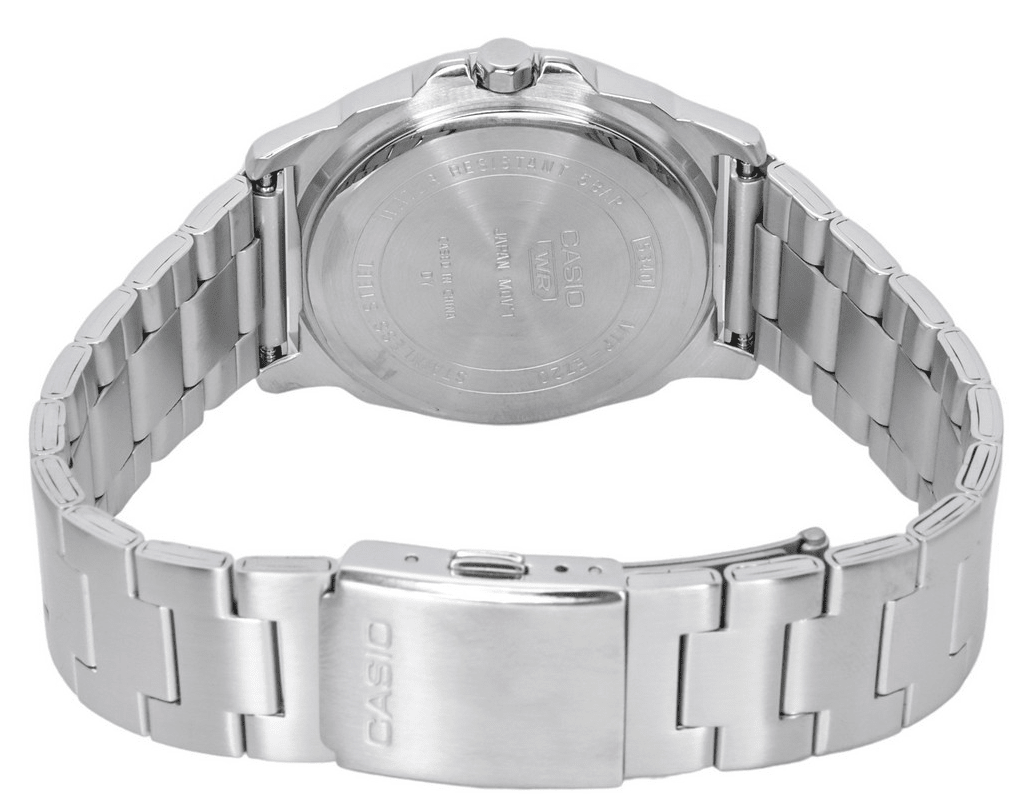 MTP-E720D-1AVDF Casio Black Dial Silver Stainless Steel Analog Quartz Men's Watch. - Timecheck