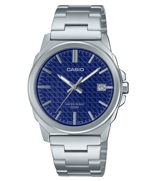 MTP-E720D-2AVDF Casio Blue Dial Silver Stainless Steel Analog Quartz Men's Watch. - Timecheck
