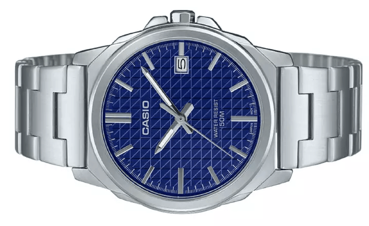 MTP-E720D-2AVDF Casio Blue Dial Silver Stainless Steel Analog Quartz Men's Watch. - Timecheck