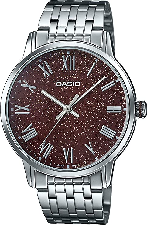 MTP-TW100D-5AVDF Casio Black Dial Stainless Steel Chain Analog Quartz Men's Watch. - Timecheck