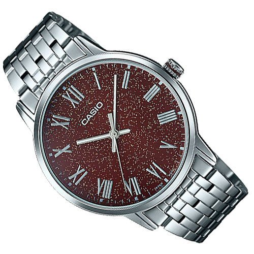 MTP-TW100D-5AVDF Casio Black Dial Stainless Steel Chain Analog Quartz Men's Watch. - Timecheck