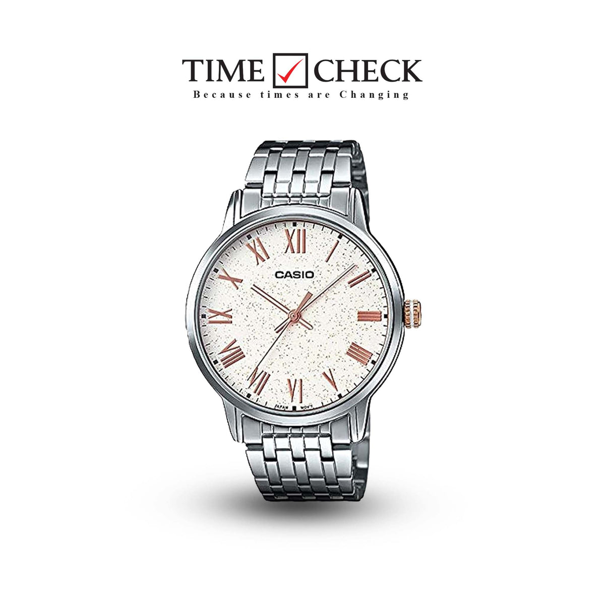 MTP-TW100D-7AVDF Casio White Dial Stainless Steel Analog Quartz Men's Watch. - Timecheck
